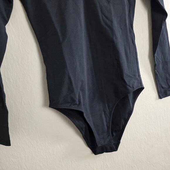 NEW Everlane Black V-Neck Long Sleeve Bodysuit Supima Cotton Small XS 00/0 Black - Picture 6 of 11